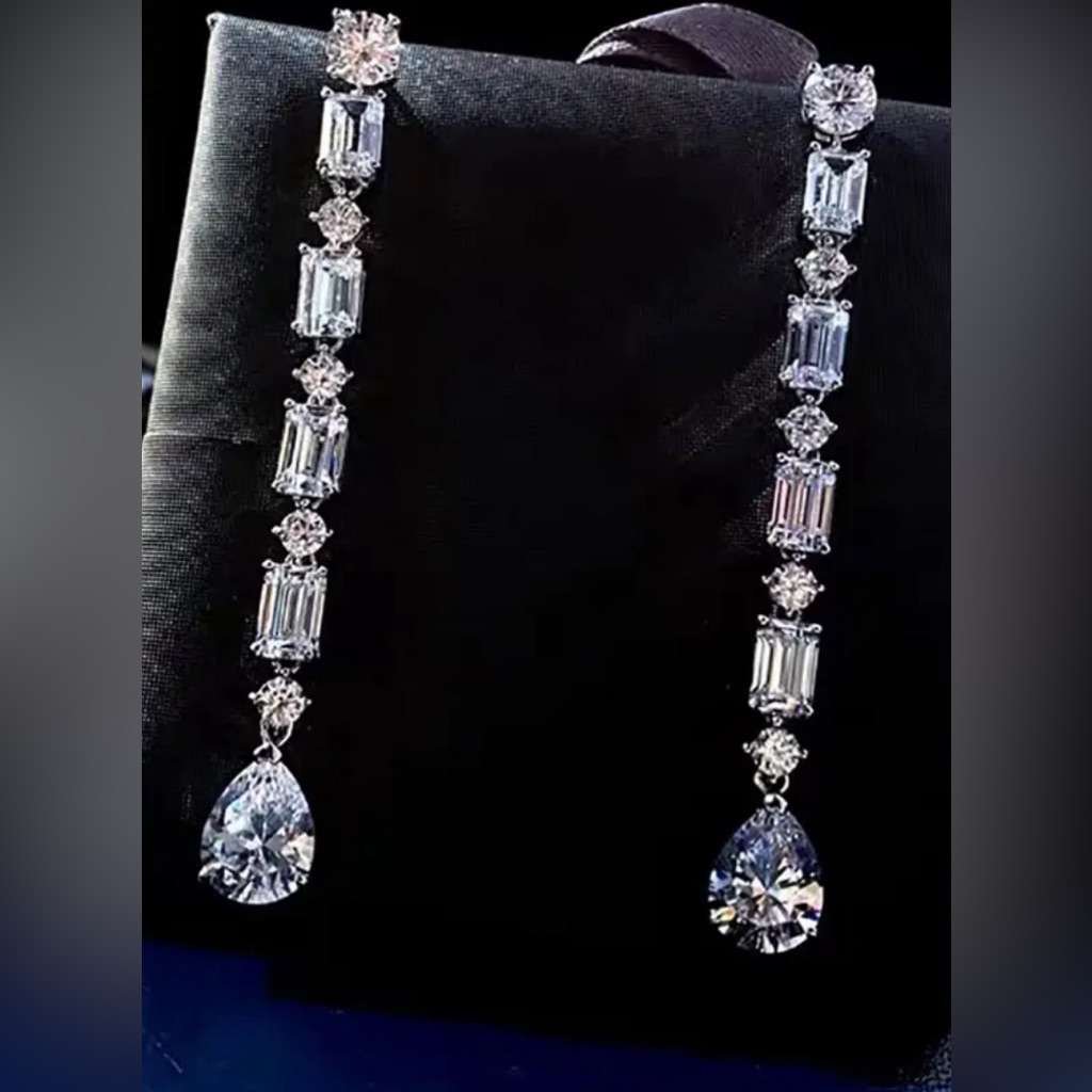 Cubic Zirconia Long Dangle Earrings